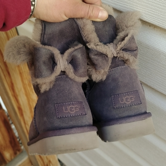 UGG Naveah suede leather shearling lined bow boots women's sz 8 - Picture 6 of 14
